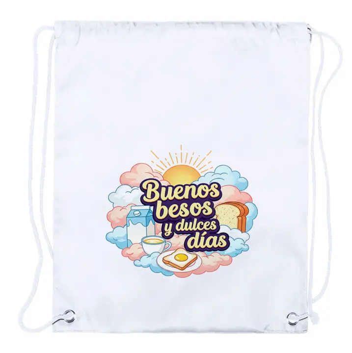 1 Mochila de cuerdas frase bonita besos amor san valentin aniversario desayuno dulce dia playa piscina picnic excursion - 1