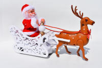 Muñeco De Navidad Con Remolque De Ciervo Muñeco De Santa Claus Que Canta Y Danza Juguete Eléctrico Para Decoración Familiar De Navidad - details 5