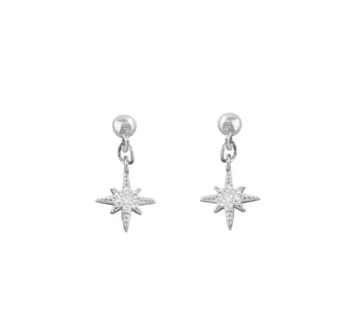 Pendientes de Plata con Estrella del Norte Colgante, Cristales, 7x15 mm, Ref: CHP133PENP111C - 1