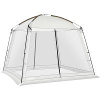 Outsunny Carpa de Jardín 3x3 m Cenador para 6-8 Personas con 4 Mosquiteras y 2 Puertas Protección UV50+ Incluye Bolsa de Transporte para Terraza Patio Exterior Blanco - details 0