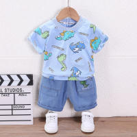 Ropa De Verano Para Bebés Niños Y Niñas Conjunto De 2 Piezas Camiseta Y Shorts Estilo Casual Con Diseño De Dibujos Animados Talla Ajustada Para Edades 4-6 Años - details 1