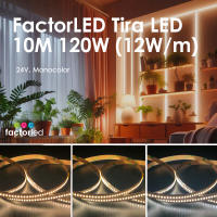 Tira LED 24V -  Profesional 10m - 280xLED/m - 14400lm - 12W/m - IP20 - Luz seleccionable 2700K - 6000K  - Factorled - details 0