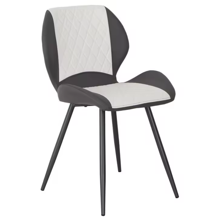 Silla VERONICA, metal, similpiel gris y blanco - 1