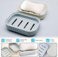 2Pcs Soap Dish, Soap Holder, Portable Shower Soap Box, Non-slip, Dry, Suitable for Bathroom, Kitchen,Easy Cleaning(White & Grey) - details 1