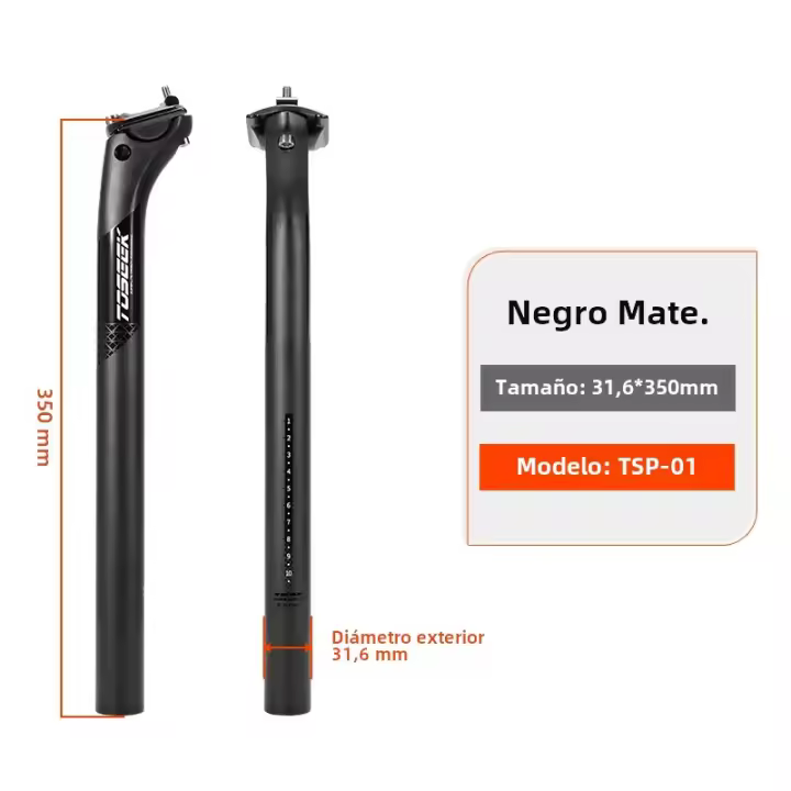 TOSEEK Poste De Silla De Bicicleta De Carbono Ligero 27.2/31.6mm Longitud 400mm Negro Mate MTB Road Bike Piezas De Tubo De Silla - 1