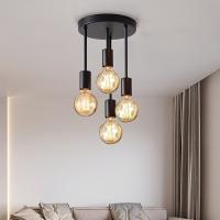 1pc Lámpara De Techo Moderna Sencilla Con Cuatro Cabezas E27 Base Para Entrada Dormitorio Cocina Pasillo Candelabro Negro - details 0