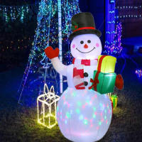 Guantes De Navidad Verdes Inflables Con Hombre De Nieve Modelo Exterior Con Luz LED Giratoria Decoraciones De Navidad Para Interior Y Exterior 7FT - details 8