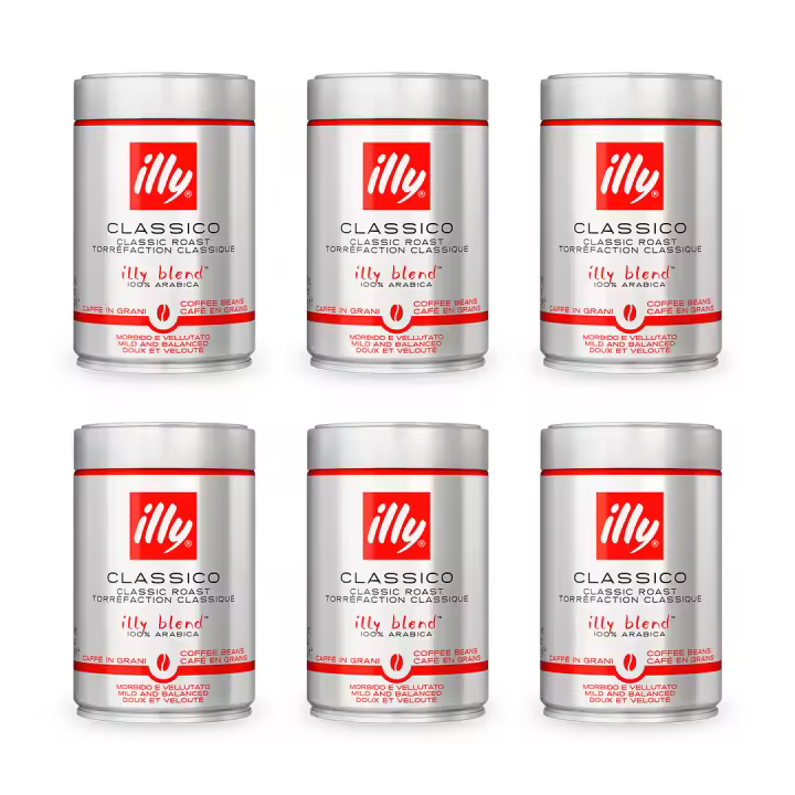 Pack 6 x Illy Café en Granos Tostado Classico 250 gr 100% arábico - 1