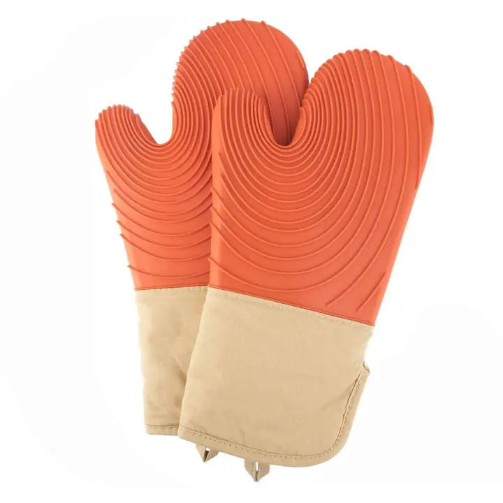 Juego de manoplas de silicona para Horno, Guantes De Horno resistentes al calor de 600 F - 1