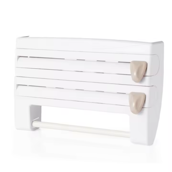 Soporte de rollo de cocina 4 en 1 montado en la pared, soporte de patata de cocina colgante, dispensador de papel impermeable y película transparente, dispensador de papel Parat montado en la pared - 1