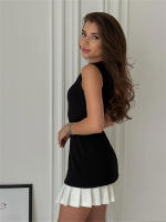 Vestido Mini Elegante Para Mujer Vestido Sin Mangas De Encaje Patchwork Para Oficina Y Comercio Estilo De Calle Alto Vestidos Slim Para Mujer - details 6