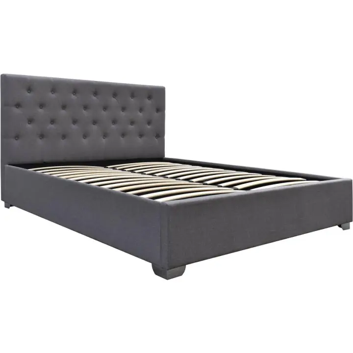 Cama doble con cofre "Tino" - 160 × 200 cm - Gris - 1