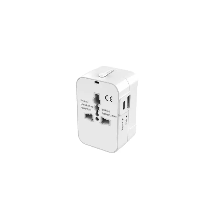 Adaptador de viaje, adaptador universal Todo en uno para todo el mundo, enchufe de CA, Cargador de comparación con dos Puertos USB (1 USB C) para EE. UU., EU, Reino Unido, Australia, Teléfonos y teléfonos portátiles. - 1
