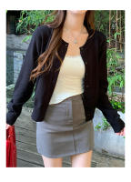 Nueva Chaqueta De Punto Negra Para Mujer Con Cuello Redondo Y Manga Larga Cardigan Casual De Material Viscosa Y Poliéster - details 14