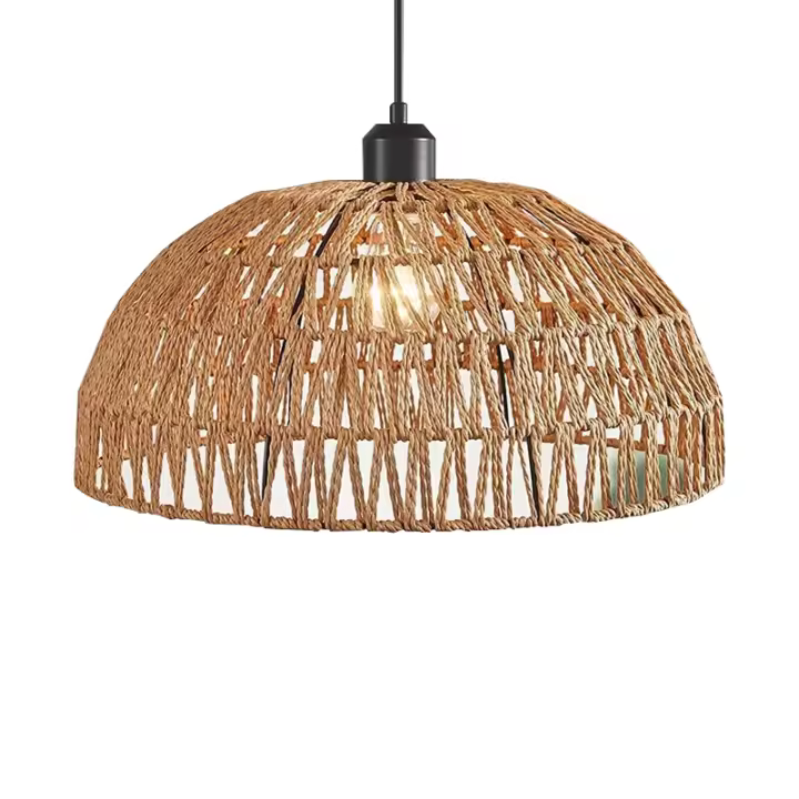 Lámpara Colgante De Estilo Japonés Hecha a Mano Con Cuerda De Cáñamo Para Sala De Estar Dormitorio Comedor Iluminación De Ambiente - 1