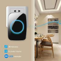 Timbre inalámbrico, kit de timbre impermeable, que distingue entre la puerta principal y la puerta trasera, más de 1.000 pies y 60 tonos de llamada, volumen de nivel 5 y Flash led, adecuado para aulas de oficinas domésticas - details 0