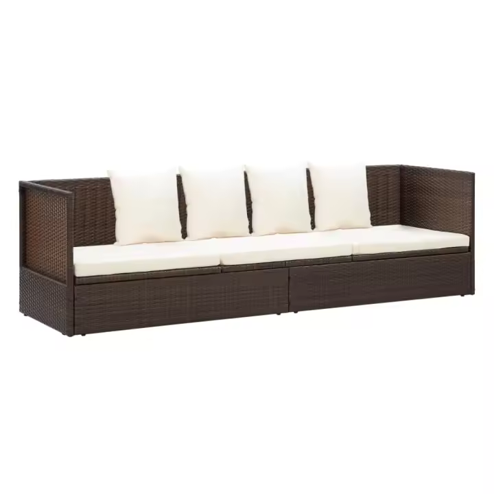 vidaXL Cama de jardín 200x60 cm ratán sintético Gris, Negro, Negro y blanco Sillas de Exterior Ideal para jardín, playa, piscina, terraza Tumbona Piscina Tumbonas Playa Tumbonas Jardín Exterior - 1