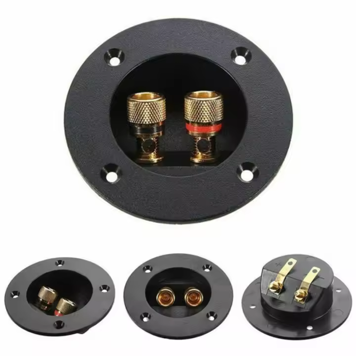 Conector De Terminales De Altavoz Para Coche 1pc Placa Redonda Doble Post De Fijación Con Tornillo Subwoofer Plug Multi-tone & Claxon Horns - 1