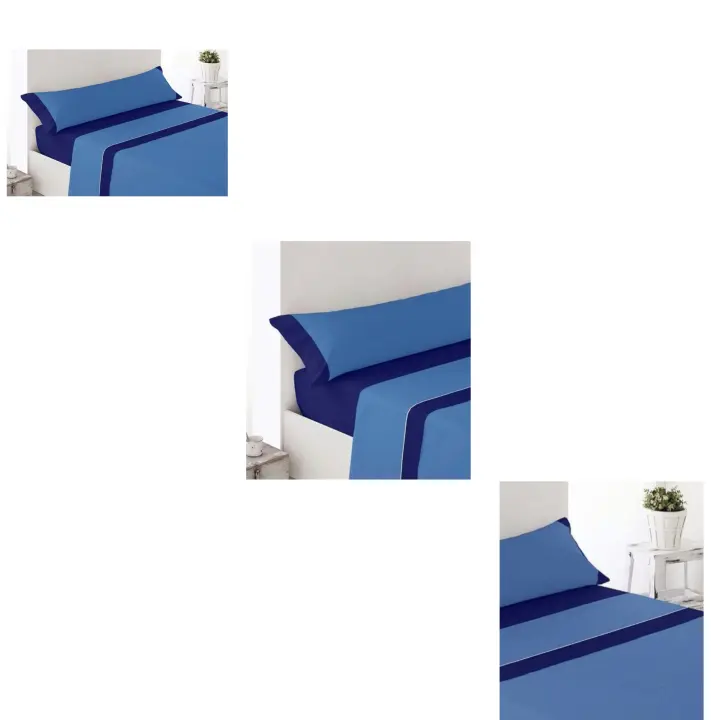 Juego de Sábanas JIMENÉZ HOME Verano Microfibra Suave Bicolor Azul - 3 Piezas - 1