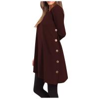 Vestido De Mujer Casual Otoño Elegante Con Botones Color Sólido Largo Manga Vestido De Fiesta Polyester Cuello O Antiguo - details 36