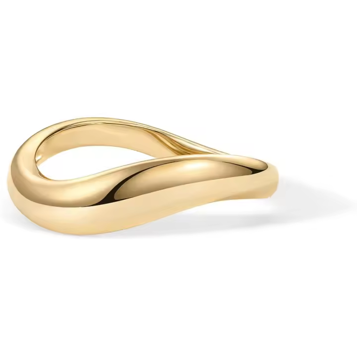 Anillo apilable ondulado Chapado en oro de 14K para Mujer | Banda de Onda torsión | Anillos de eternidad delicados de Oro Amarillo - 1