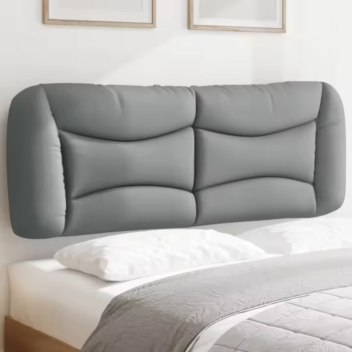 vidaXL Cabecero de cama acolchado tela gris claro 120 cm - 1