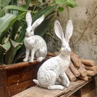 2 Piezas Elegantes Estatuillas De Conejo Para Jardín Decoración De Hogar Y Escritorio Figuras De Resina Para Escritorio Y Jardín Interior Y Exterior Decoración De Pared Con Animal Tema - details 4