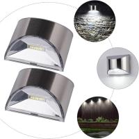 PORCHEDDU Paquete de 4 Luces Solares de pared para Exterior, impermeable, para Terraza, Valla, Escalera, Jardín, patio, barandilla, LED Blanco Cálido - details 7