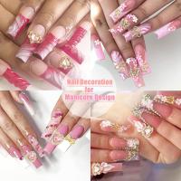 75PCS Encantos De Uñas Dorados Con Diamantes Rosa Hermoso Y Brillante Joyería De Uñas Para Mujer Manicura Decoración De Uñas Con Corazones Y Lazos - details 4