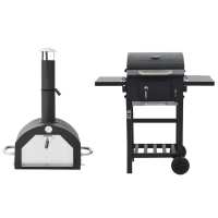 vidaXL Horno para pizza y barbacoa al aire libre 3 en 1 negro - details 0