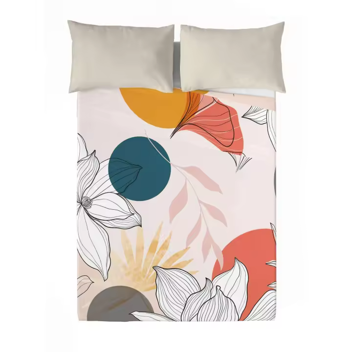 ICEHOME - Juego de Sabanas 1 ó 2 Fundas de Almohada Incluidas - 100% Algodón - Fabricado en España - NAIDA - 1