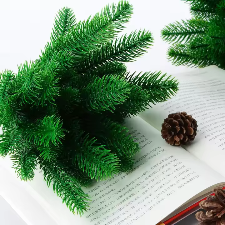 50 Pcs Ramas Artificiales De Navidad Con Puntas Verdes Accesorios Para Arandelas Y Decoración Del Hogar Material De Plástico - 1