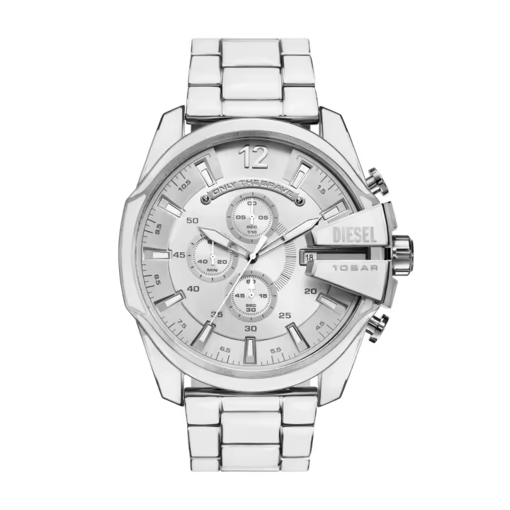 Reloj Diesel Mega Chief blanco y de acero inoxidable DZ4660 DIESEL - 1