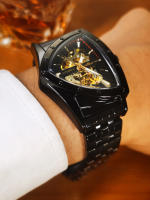 Reloj Automático De Lujo Para Hombres WINNER Con Esqueleto Triangular Y Correa De Acero Inoxidable Luminoso Resistente Al Agua Y Al Choque - details 12