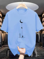 Camiseta De Verano Para Hombre Algodón Puro 100% Estilo Casual Ajuste Suelto Tallas Grandes Con Patrón De La Landing En La Luna Cuello Redondo Manga Corta - details 3