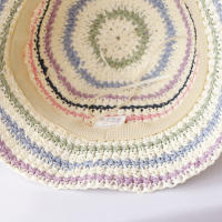 Sombrero De Paja Para Mujer 2024 Con Patrón Arcoíris Protección UV Sombrilla De Playa Sombrero De Verano Casual Unisex - details 3