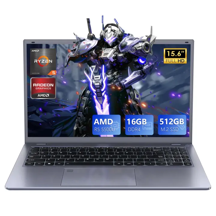 Portátil VANWIN IPS de 15,6 "con resolución 1920x1080, AMD Ryzen 5 5500U, hasta 4,0 GHz, 16 GB de RAM, SSD de 512 GB, WiFi 5, Bluetooth 5,0, Teclado retroiluminado, desbloqueo por Huella táctil, type C, HDMI, 2 Puertos USB 3,2 Y 1 Puerto USB 2,0. - 1