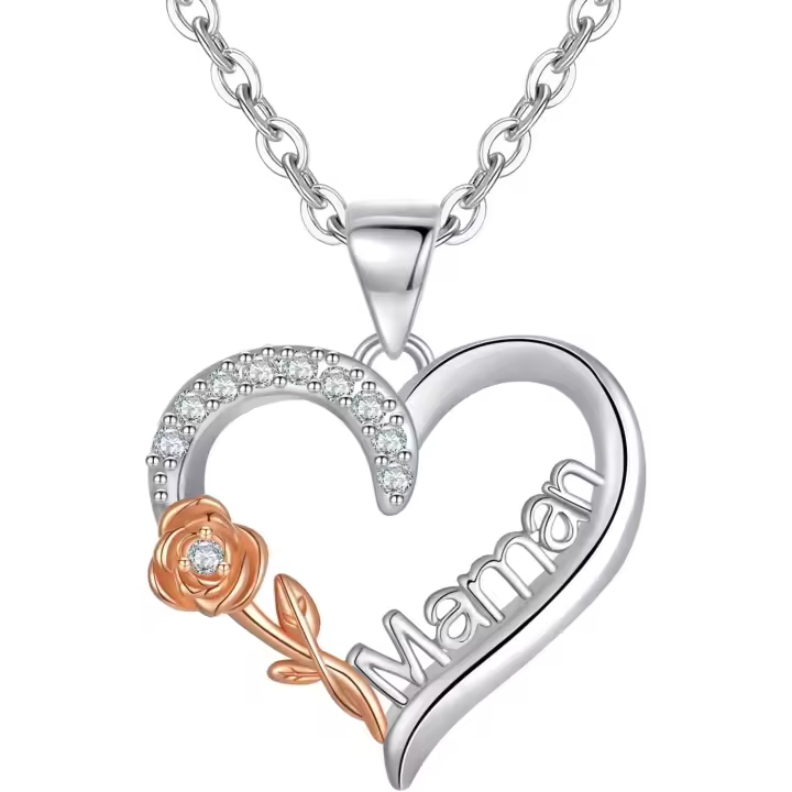 Regalo Madre Collar Mama Regalos para Madres Mujer Plata de Ley 925 Forma Corazón Originales - 1