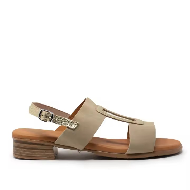 TINA KIZ 2556 PIEDRA Sandalias altas mujer 35409 25V SANDALIA SERRAJE PIEDRA  ARO PLATINO - 1