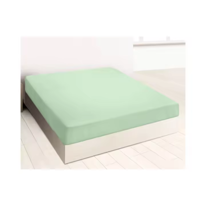 Sábana bajera ajustable, Color Verde, 50% Algodón, 50% Poliéster, Burrito Blanco - 1