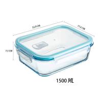 Set de 3 y 4 Recipientes Herméticos de Vidrio Borosilicato - Fiambreras Rectangulares 375cc a 1500cc - Válvula para Microondas - Apto Horno, Microondas, Lavavajillas y Congelador - Resistente a Altas y Bajas Temperaturas - details 5