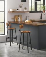 Juego de 2 taburetes altos de cocina con respaldo, estilo industrial, estructura de acero, asiento de 73 cm, fácil montaje, varios colores disponibles - details 7