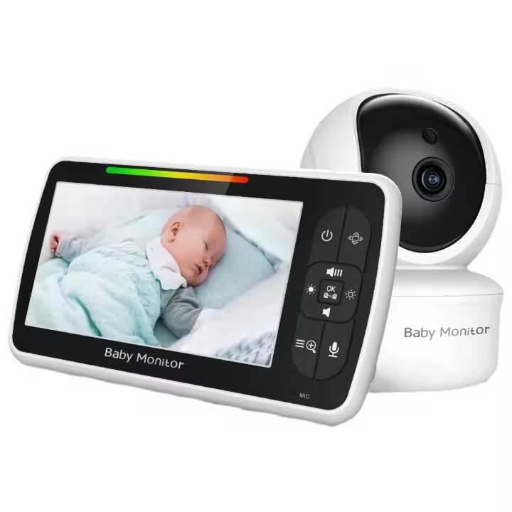 Vigilabebés-Baby Monitor de vídeo para bebés de 5 pulgadas con cámara y audio con zoom remoto Pan-Tilt. Baterías de cuna con modo VOX de conversación bidire,Envío rápidoccional,960ft Vigilabebés de largo alcance con cámara y audio. - 1