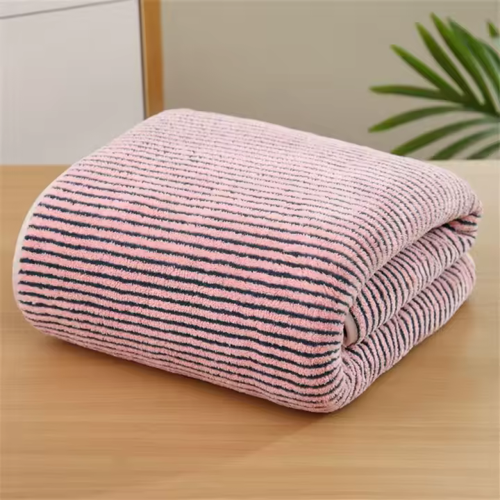 Toalla De Cara Y Baño De Velocidad Coral Absorbente Y Gruesa Toalla De Velours Suave Y Cómoda Para La Piel Tela De Algodón Yarn Dyed Rectangular Máquina Lavable - 1
