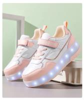 Zapatillas De Rodilleras Para Niños Y Niñas Con Luces LED Rosa Moda Zapatos Rollers Para Niños Y Niñas Transpirables De Cuero Con Almohadilla De Algodón Para Todas Las Estaciones - details 15