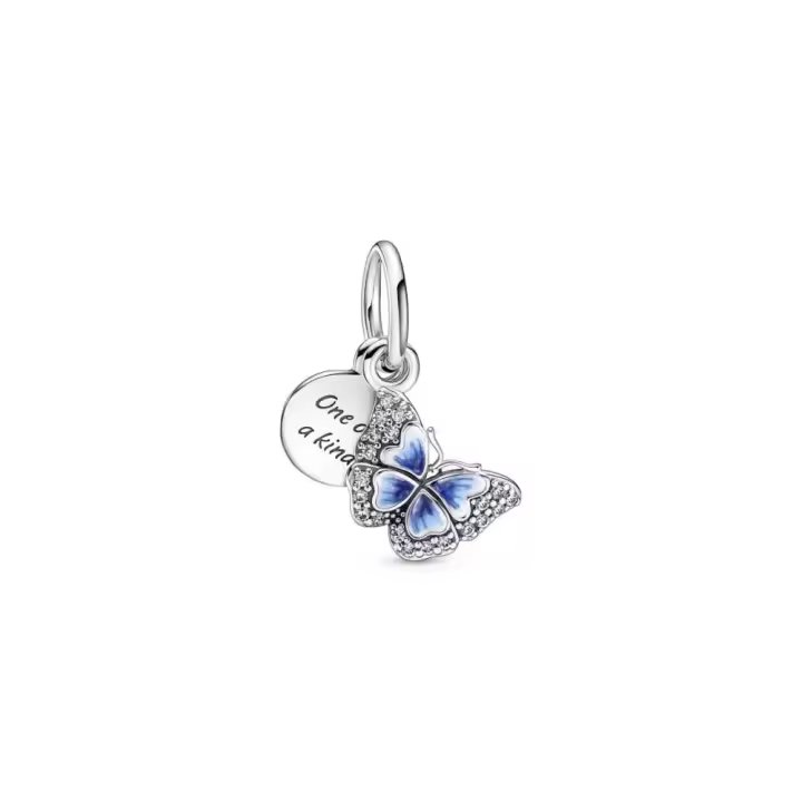 PANDORA Charm Colgante Doble Plata de Ley Mariposa Azul y Cita Joyería Infantil - 1