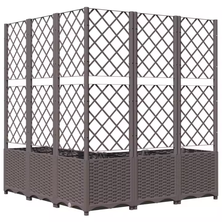 vidaXL Jardinera con enrejado PP marrón 120x120x136 cm - 1