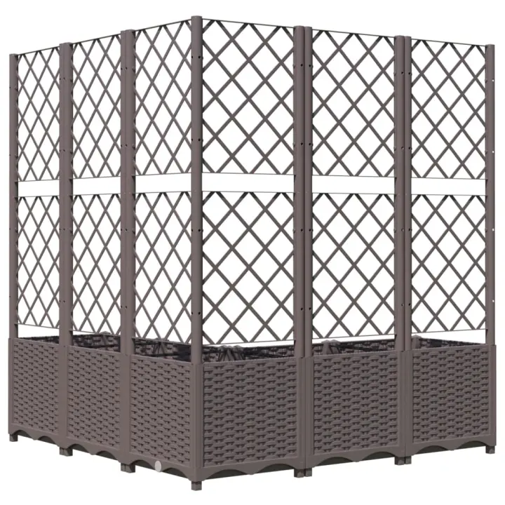 vidaXL Jardinera con enrejado PP marrón 120x120x136 cm - 1