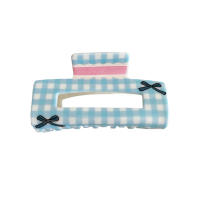 Pinza Para El Cabello De Acrílico Con Lazo Floral Y Cuadros En Color Crema Para Mujeres Y Niñas Accesorios De Cabello Heart Crab Shark Clips - details 5