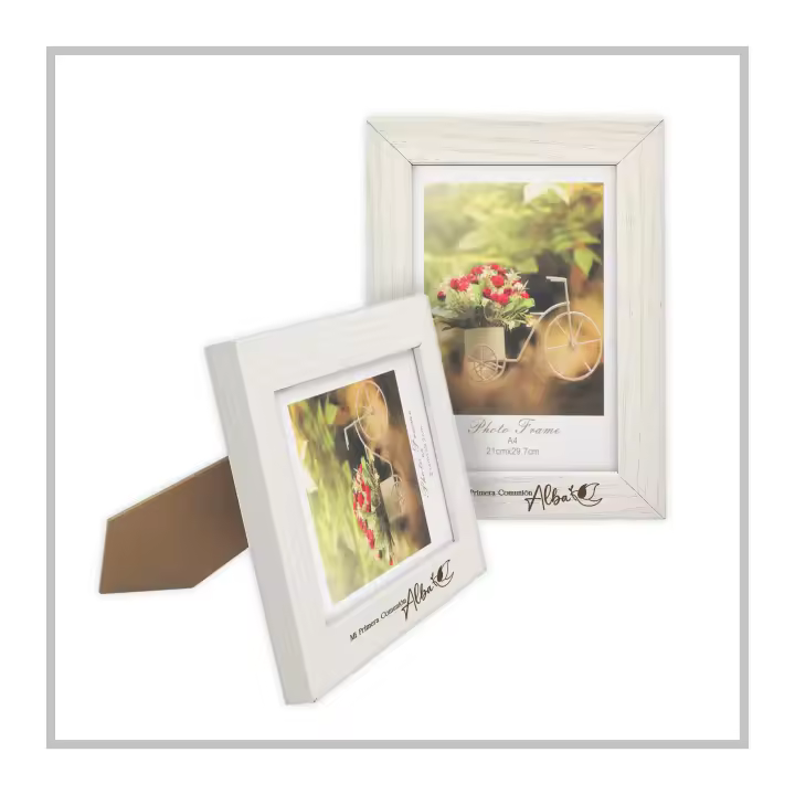 RegaloVip.es - Marco de fotos PERSONALIZABLE, Portafoto para Decoración de Casa, Fotografias de Boda Bautizo y Comunión que se pueden personalizar, Mejor Precio, Regalos únicos. - 1